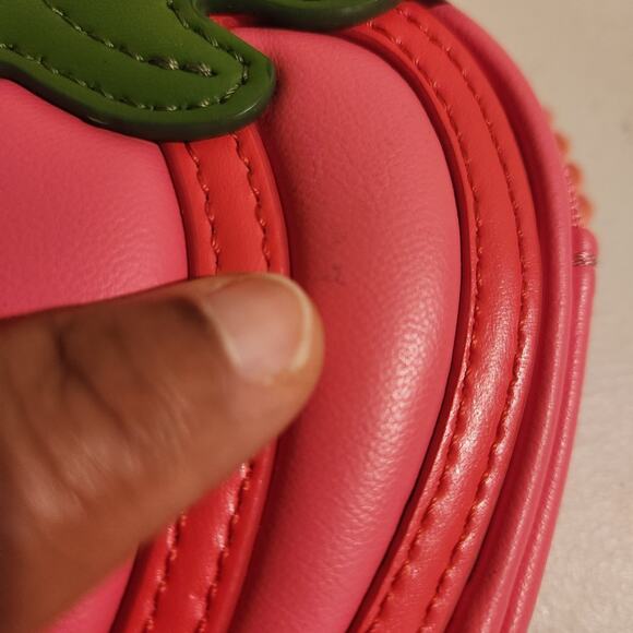 Zara Girls Cute Pink Strawberry Embroidered Crossbody purse Rope Strap Small Bag - Picture 3 of 9